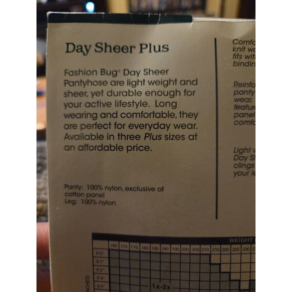 Fashion Bug Day Sheer Pantyhose Plus Size 5X-6X White